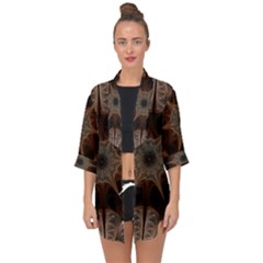 Fractal Abstract Star Pattern Open Front Chiffon Kimono by Wegoenart