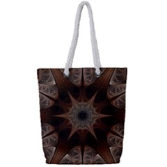 Fractal Abstract Star Pattern Full Print Rope Handle Tote (small) by Wegoenart