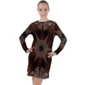 Fractal Abstract Star Pattern Long Sleeve Hoodie Dress View1