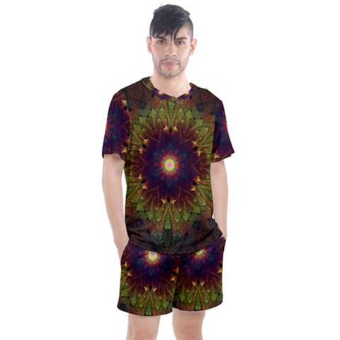 Art Abstract Fractal Pattern Men s Mesh Tee And Shorts Set by Wegoenart