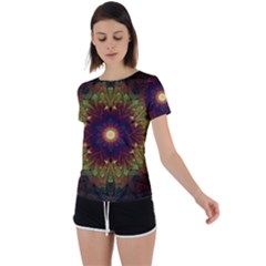 Art Abstract Fractal Pattern Back Circle Cutout Sports Tee