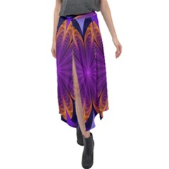 Art Abstract Fractal Pattern Velour Split Maxi Skirt by Wegoenart