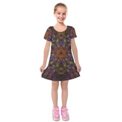 Fractal Abstract Background Pattern Kids  Short Sleeve Velvet Dress