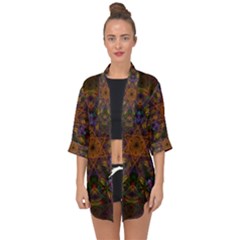 Fractal Abstract Background Pattern Open Front Chiffon Kimono by Wegoenart