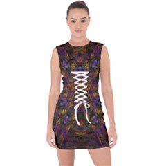 Fractal Abstract Background Pattern Lace Up Front Bodycon Dress