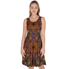 Fractal Abstract Background Pattern Knee Length Skater Dress With Pockets