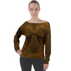 Fractal Design Background Pattern Off Shoulder Long Sleeve Velour Top