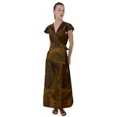 Fractal Design Background Pattern Flutter Sleeve Maxi Dress