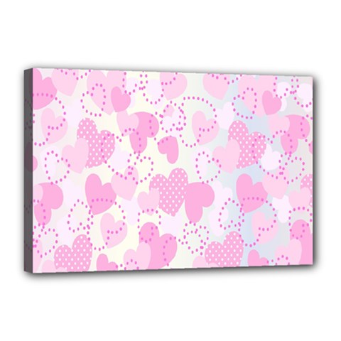 Valentine Background Hearts Bokeh Canvas 18  X 12  (stretched) by Nexatart