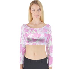 Valentine Background Hearts Bokeh Long Sleeve Crop Top