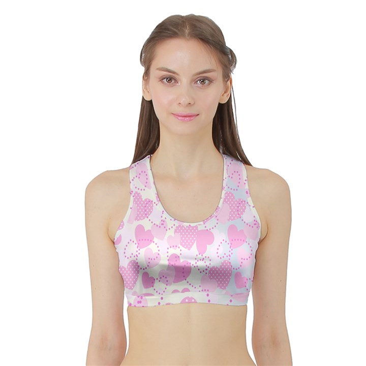 Valentine Background Hearts Bokeh Sports Bra with Border