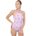 Valentine Background Hearts Bokeh High Neck One Piece Swimsuit View1