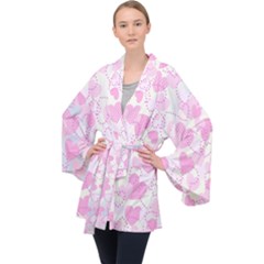 Valentine Background Hearts Bokeh Long Sleeve Velvet Kimono  by Nexatart