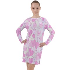 Valentine Background Hearts Bokeh Long Sleeve Hoodie Dress