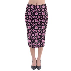 Pink And Black Floral Collage Print Midi Pencil Skirt by dflcprintsclothing