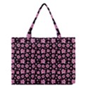 Pink And Black Floral Collage Print Medium Tote Bag View1