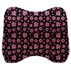 Pink And Black Floral Collage Print Velour Head Support Cushion by dflcprintsclothing