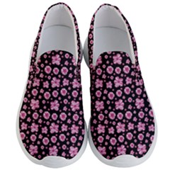 Pink And Black Floral Collage Print Men s Lightweight Slip Ons by dflcprintsclothing