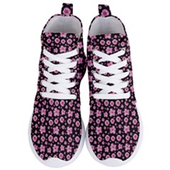 Pink And Black Floral Collage Print Women s Lightweight High Top Sneakers by dflcprintsclothing