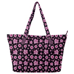 Pink And Black Floral Collage Print Full Print Shoulder Bag