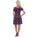 Pink And Black Floral Collage Print Cap Sleeve Velour Dress  View2