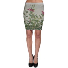 Botanical Vintage Style Motif Artwork 2 Bodycon Skirt