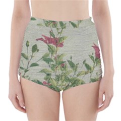 Botanical Vintage Style Motif Artwork 2 High-waisted Bikini Bottoms