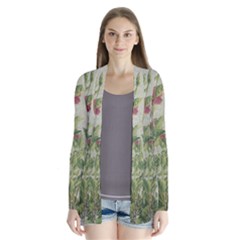 Botanical Vintage Style Motif Artwork 2 Drape Collar Cardigan