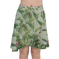 Botanical Vintage Style Motif Artwork 2 Chiffon Wrap Front Skirt by dflcprintsclothing