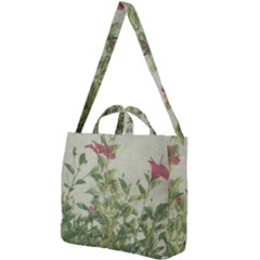 Botanical Vintage Style Motif Artwork 2 Square Shoulder Tote Bag