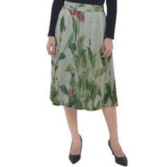 Botanical Vintage Style Motif Artwork 2 Classic Velour Midi Skirt  by dflcprintsclothing