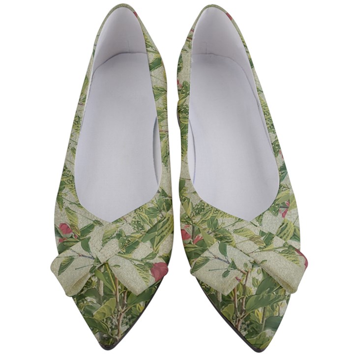 Botanical Vintage Style Motif Artwork 2 Women s Bow Heels