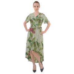 Botanical Vintage Style Motif Artwork 2 Front Wrap High Low Dress