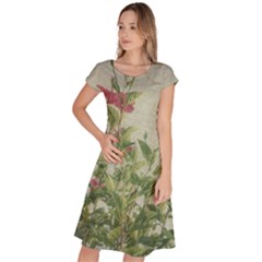 Botanical Vintage Style Motif Artwork 2 Classic Short Sleeve Dress by dflcprintsclothing