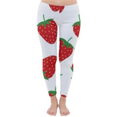 Seamless Pattern Fresh Strawberry Classic Winter Leggings by Wegoenart