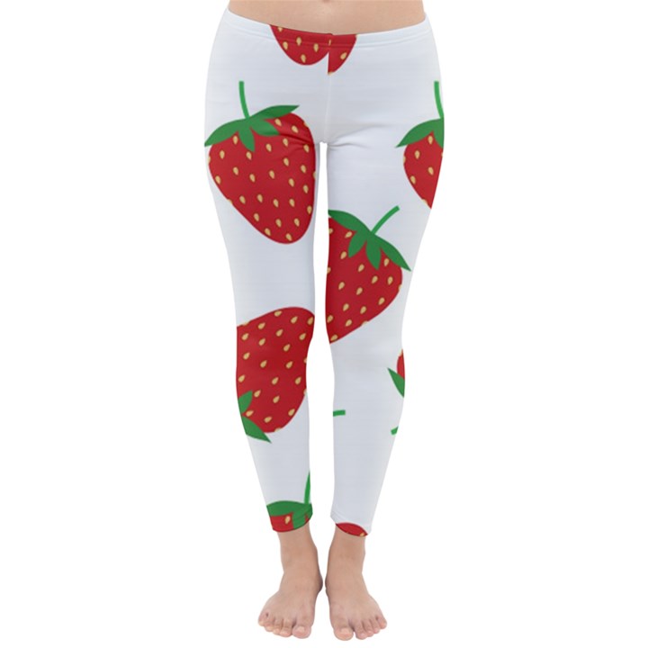 Seamless Pattern Fresh Strawberry Classic Winter Leggings