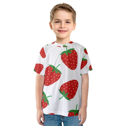 Seamless Pattern Fresh Strawberry Kids  Sport Mesh Tee by Wegoenart