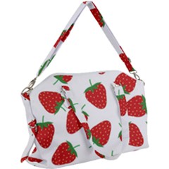 Seamless Pattern Fresh Strawberry Canvas Crossbody Bag by Wegoenart