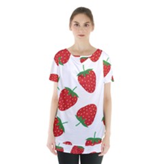 Seamless Pattern Fresh Strawberry Skirt Hem Sports Top by Wegoenart