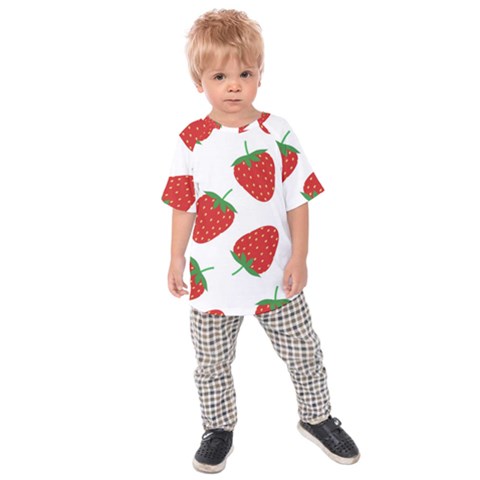 Seamless Pattern Fresh Strawberry Kids  Raglan Tee by Wegoenart