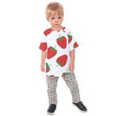 Seamless Pattern Fresh Strawberry Kids  Raglan Tee