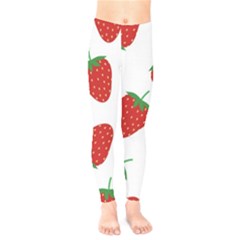 Seamless Pattern Fresh Strawberry Kids  Leggings by Wegoenart