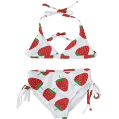 Seamless Pattern Fresh Strawberry Kids  Classic Bikini Set by Wegoenart