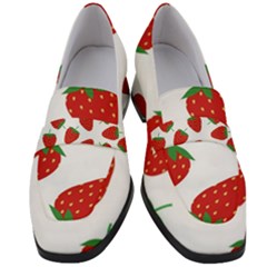 Seamless Pattern Fresh Strawberry Women s Chunky Heel Loafers by Wegoenart