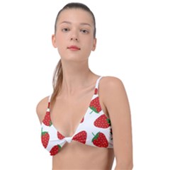 Seamless Pattern Fresh Strawberry Knot Up Bikini Top