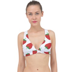 Seamless Pattern Fresh Strawberry Classic Banded Bikini Top