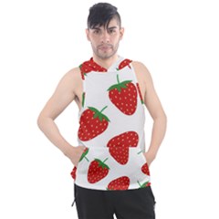 Seamless Pattern Fresh Strawberry Men s Sleeveless Hoodie