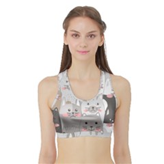 Cute Cats Seamless Pattern Sports Bra With Border by Wegoenart