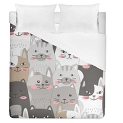 Cute Cats Seamless Pattern Duvet Cover (queen Size) by Wegoenart