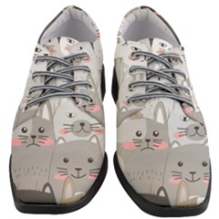 Cute Cats Seamless Pattern Women Heeled Oxford Shoes by Wegoenart